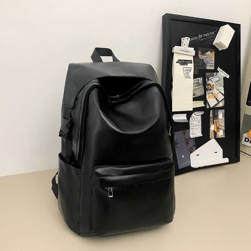 Men's high-end backpack with large capacity PU leather casual backpack for high school and college students 250110