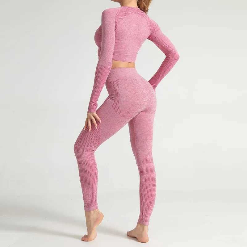 Seamless Yoga Suit 2/3/5 Pcs Sports Shirts Crop Top Seamless Leggings Sport Set Gym Clothes Fitness Tracksuit Workout Set FemmeXJ250109
