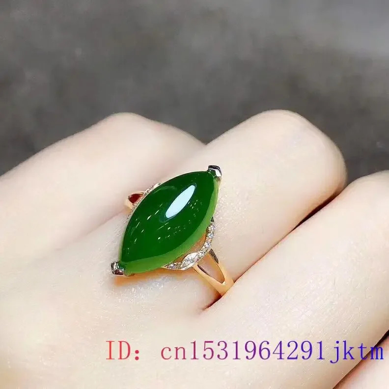 Green Jade Ring 925 Silver Amulet Natural Gifts Chalcedony Zircon Jewelry Women Fashion Crystal Gemstone Charm 250106