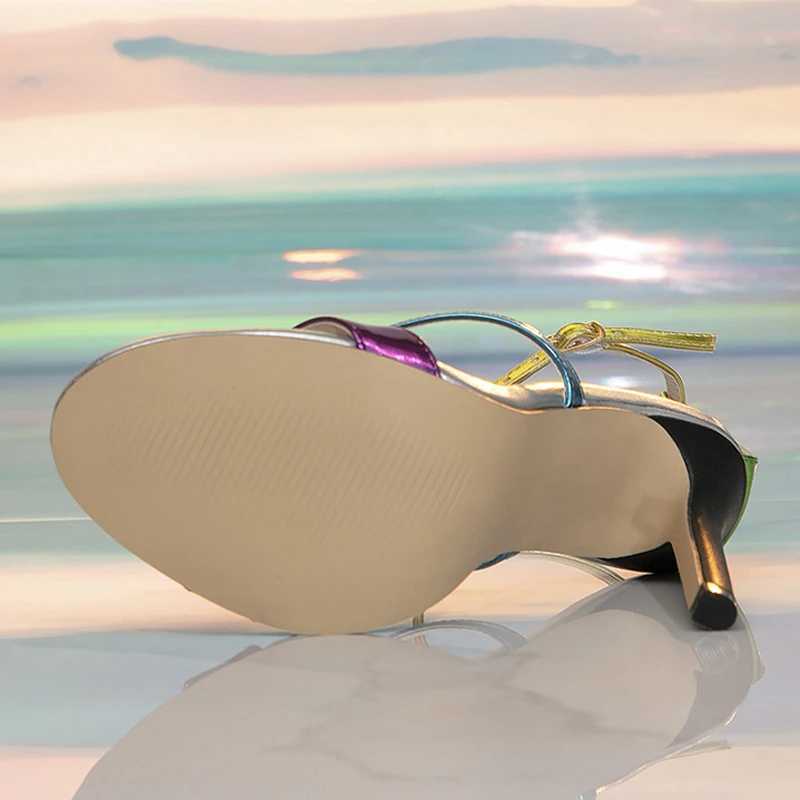 Mixed Colors Women Sexy Stiletto Sandals Cozy Leather Open Toe Buckle Strap High Heels Summer Party Prom Shoes Size 36-42 250110