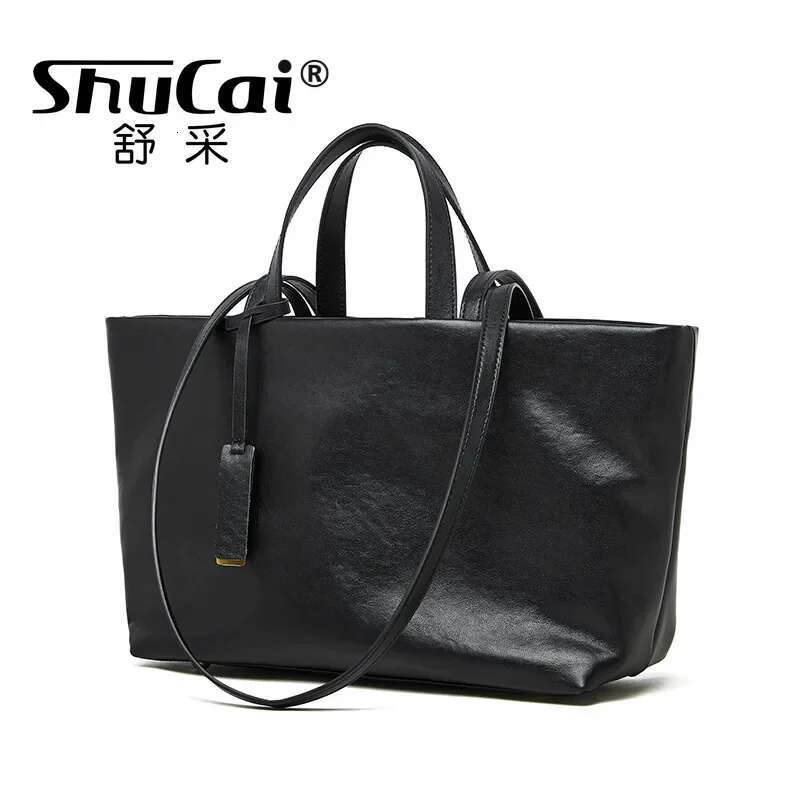 Designer Woman Shoulder Soft Leather Large Square Tote Bag Korean Fashion Handbag Shopping Underarm Bags 2025 New