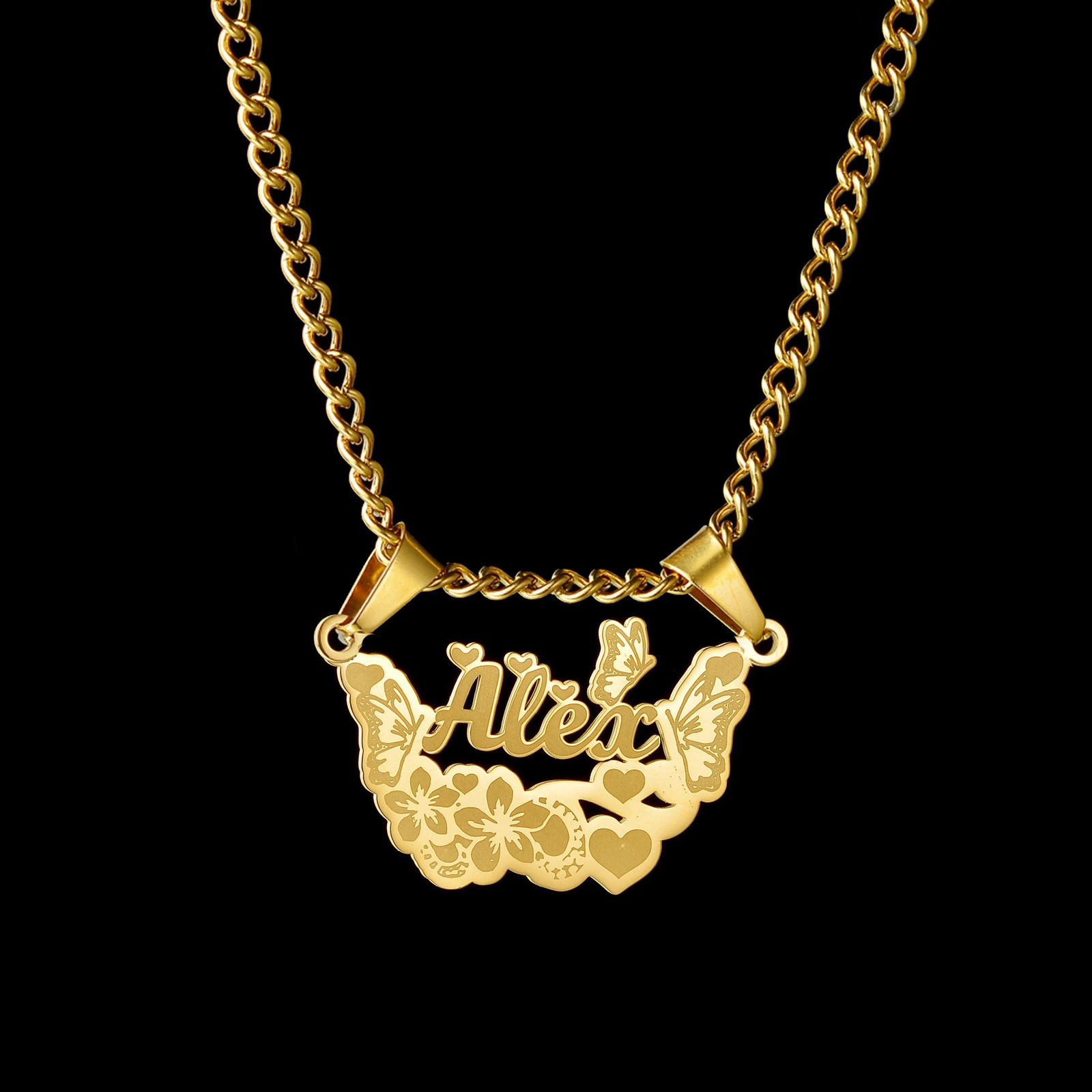 Acheerup Personalized Engrave Name 2 Hooks Necklace for Women Men Stainless Steel Custom Crown Thick Chain Pendant Birthday Gift 250109