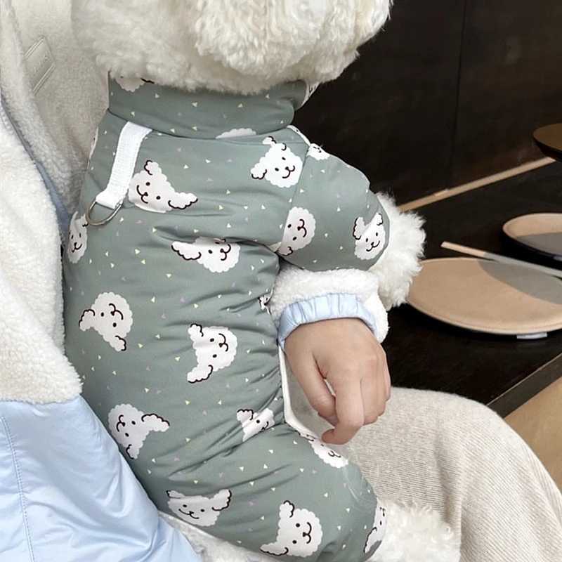 Waterproof Dog Warm Jacket Bear Print Winter Dog Coat Cotton Four Legged Dog Clothes Chihuahua Poodle Bichon Puppy AccessoriesXJ250109