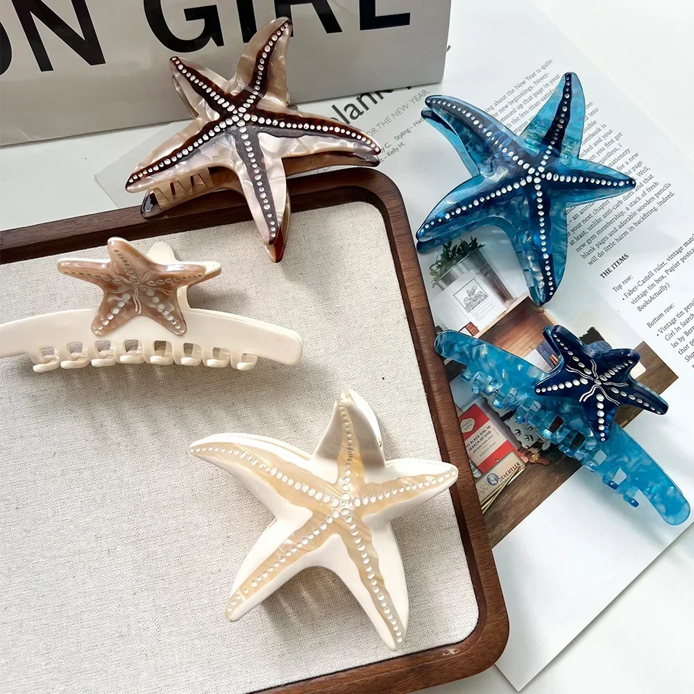 Advanced Ocean Series Grip Acetate Hair Claw Elegant Personality Sea Star Disc Hair Shark Clip Womens Hair Accessories 250103