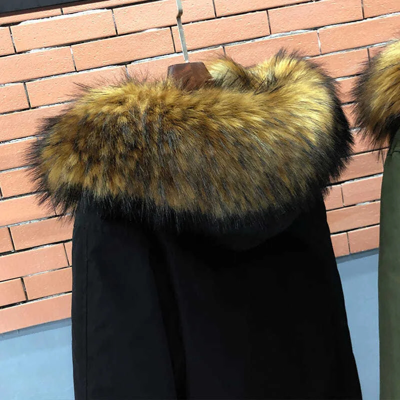 HANZANGL Fur Coat Mens Plus Size Winter Thick Parkas Hooded Jackets Liner Detachable Men Long Overcoat M5XL 250107