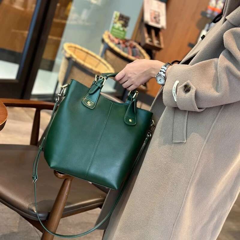 Ranhuang New Arrive Women's Fashion High Quality Genuine Leather Shoulder Large Bucket Bags Designer Handbags