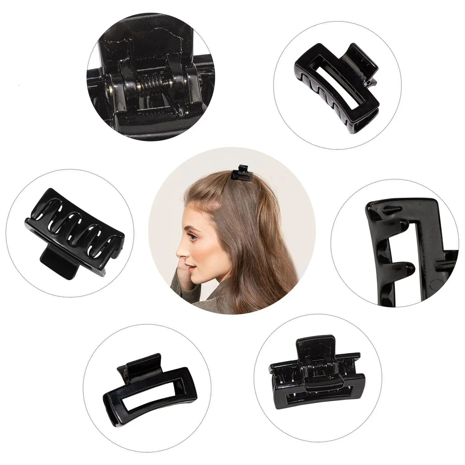 2 Pieces est Hair Clips Transparent Acrylic Geometric Hollow Out Rectangle Hair Claw Clamps Bang Hairstyle Hairgrips Women 250103