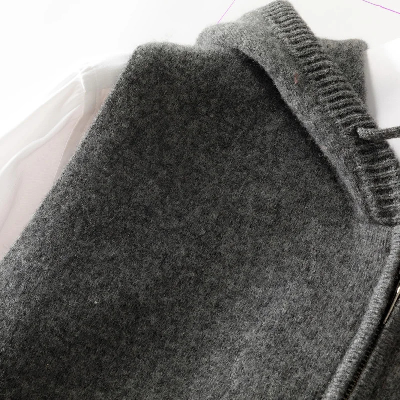 100 Wool Vest For Men VNeck Knitted Pullover Autumn and Winter Casual Mens hooded Waistcoat Solid color Tops 250107