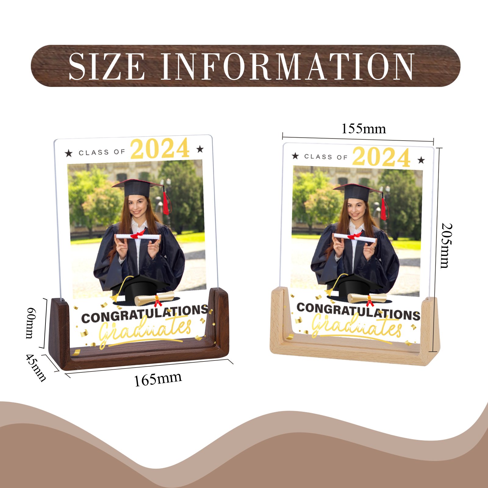 Personalized Picture Frame Her Him Class of 2024 High School College Graduation Photo Frames for Daughter Son H260306