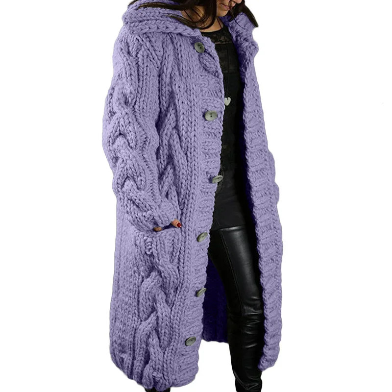 Oversized S-5XL Women Loose Knitted Sweaters Autumn Winter Thick Long Sleeve Pocket Button Knitted Long Cardigan Coats 250106