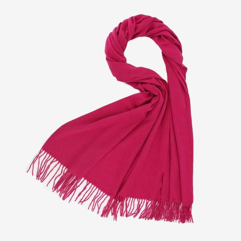 T072 solid color imitation cashmere scarf for women high-grade winter multi-color versatile scarf fashionable thickened men's tassel shawl