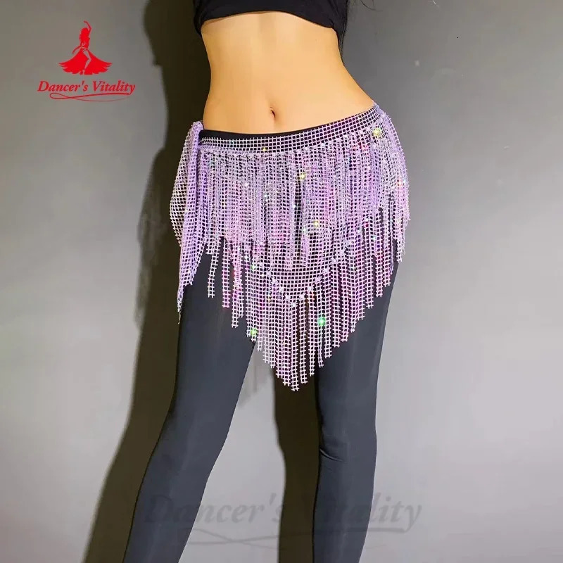 Belly Dancing Performance Belt for Women Senior Full Diamond Triangle Tassel Hip Scarf Oriental Dance Competition Accessories 250107