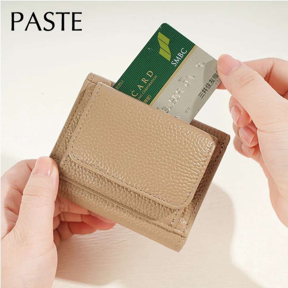 New Japan Style Three Fold Short Clip Female Wallet Portable Lady Coin Purses Genuine Cow Leather Multi-Card Bag Mini Pouch