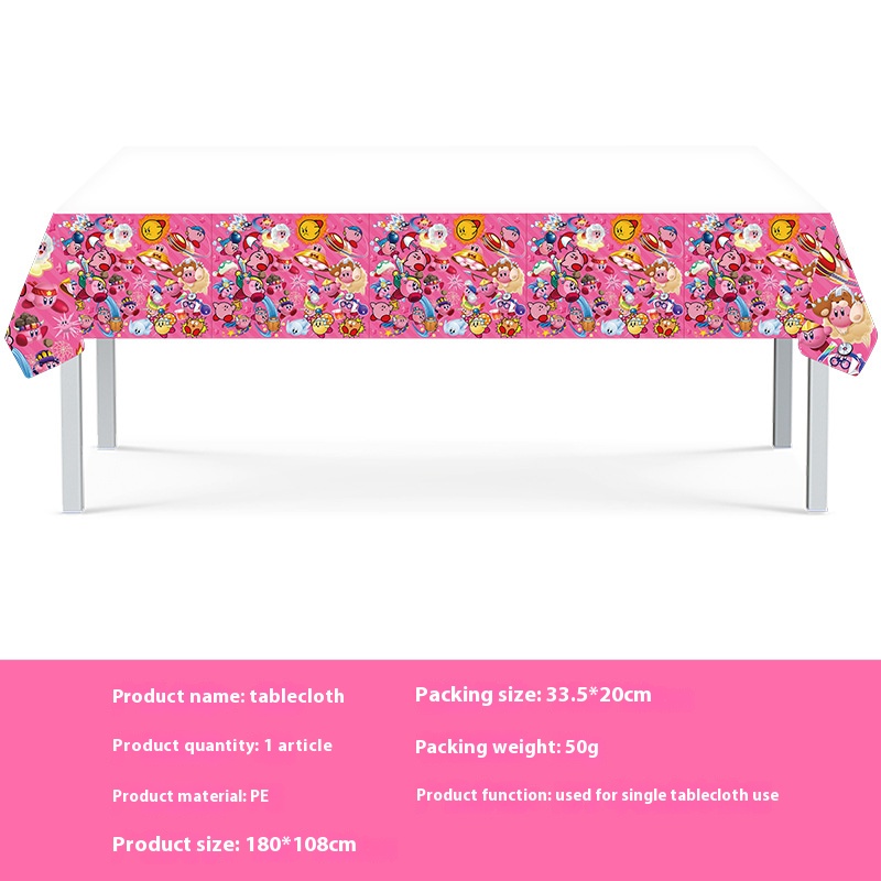 New Star Kirby Theme Party Set Cups, Paper Plates, Tissue Tablecloths, Banners, Decorative Supplies