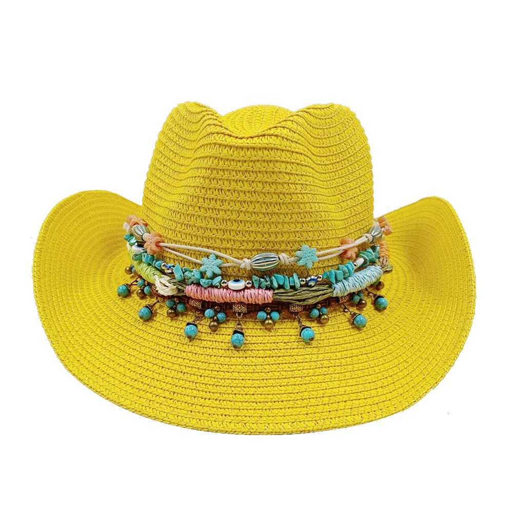 Summer straight hat ethnic style fan hat jazz top sun hat neutral solid color beach hat travel sun hat grass hat X250109