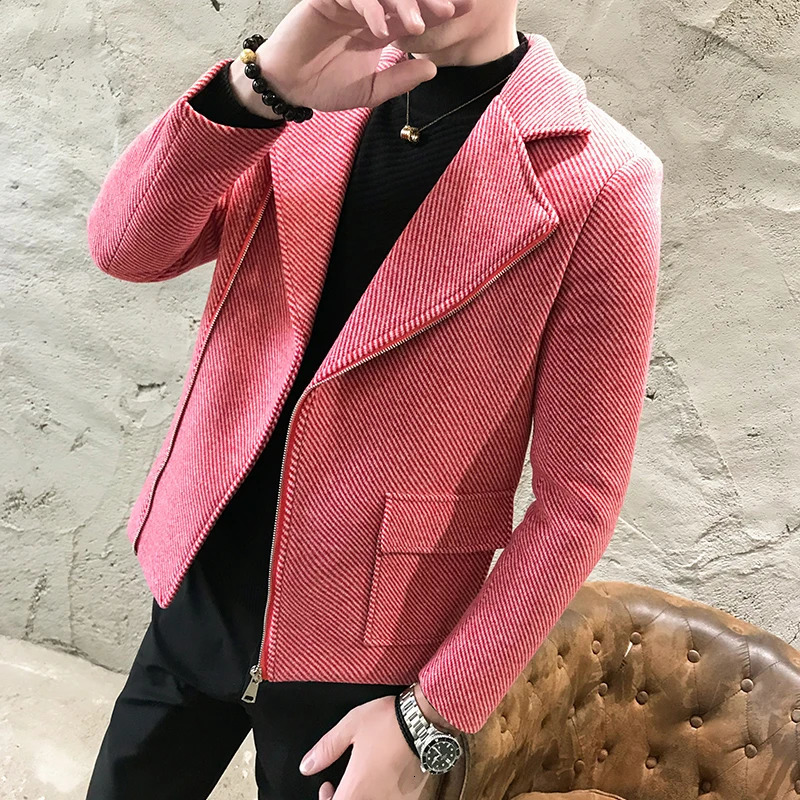 Winter Mens Autumn Coat Turndown Collar Wool Blend Men Pea Single Breasted Overcoat Trench 250106