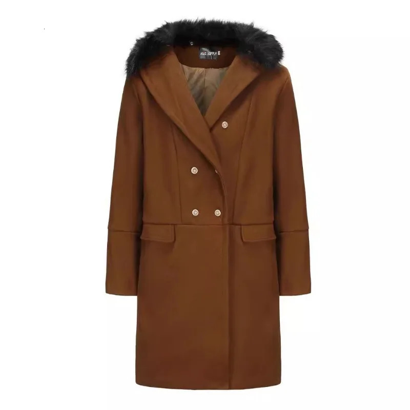 British Winter Mens Overcoat Buyer Fur Collar Woolen Coat Medium and Long Men Clothing 250107