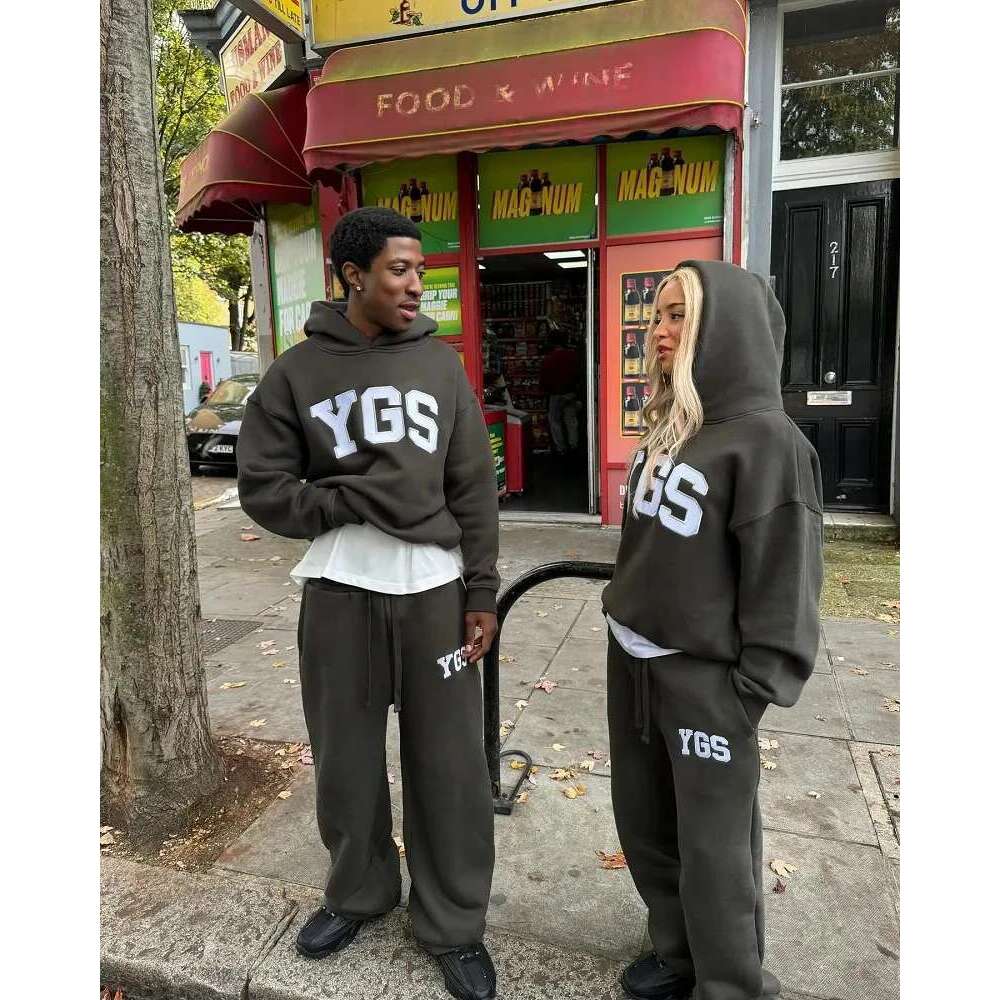 American Gothic YGS letter oversized men's Y2K streetwear fashion loose Haruku long sleeved pullover hoodie women's