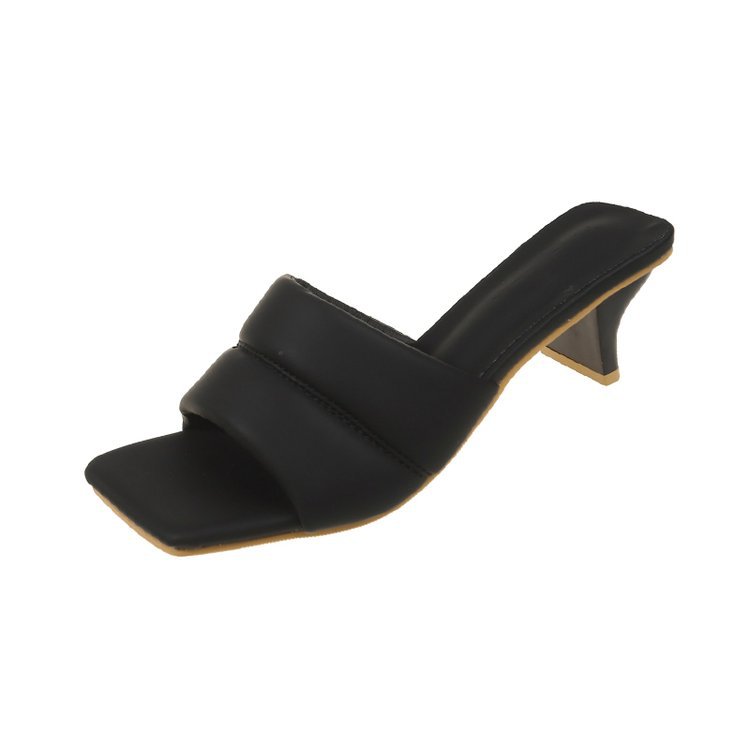 Women Slippers High Heel Increase Height New Fashion Coarse Heel Sandals Triple Black Beige Pink Silver Free shipping