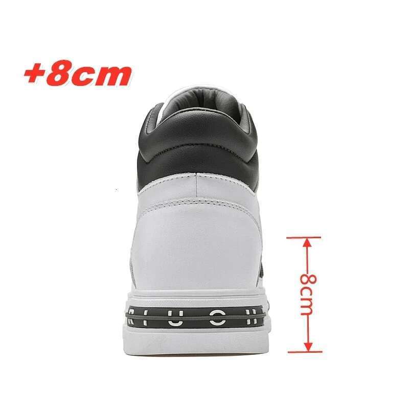 New high t op elevator casual men sneakers height ening height inc rease 8cm cow split leather leisure designer shoes