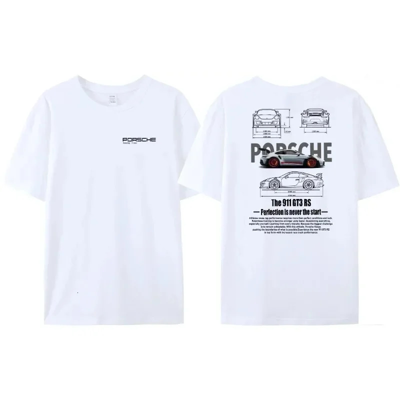 Mens Printed Pattern Car Letter Print Tshirt Perfect Never Ends GT3RS Cotton Short Sleeve Casual 911 Loose 250106