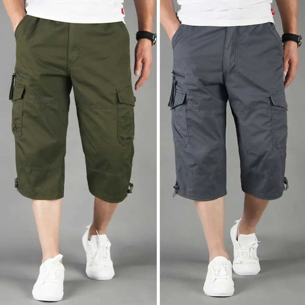 High Quality Long cargo shorts mens summer casual cotton multi pocket hot air cutting mens camouflage shorts 5XL T250110