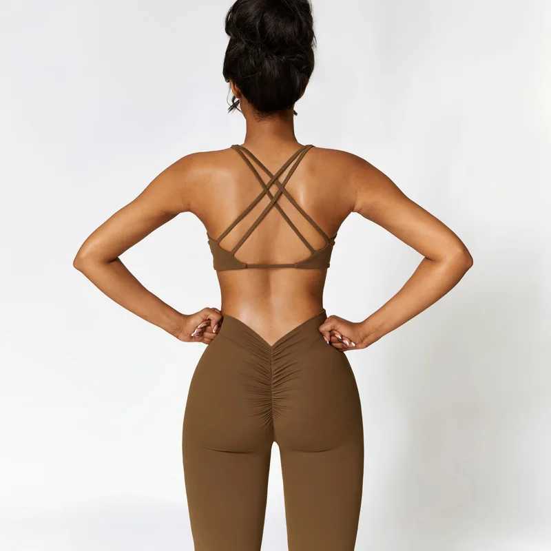 Sexy Cross Bra Back-v Sport Yoga Set Two Piece Workout Clothes for Women Quick Dry Outfit Fitness Gym Set Workout Set TracksuitXJ250109