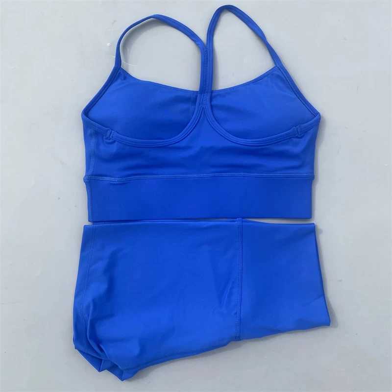 Sexy Solid Color Women Gym Yoga short Leggings Set Soft Women Y line fitness Bra Top Sport Short 2 pc Athletic Workout ClothesXJ250109