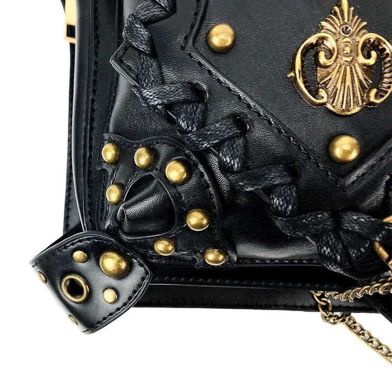 Gothic Steampunk Women Waist Bags,Retro Rock Punk Goth Shoulder Handbags,Men Leg Thigh Holster Leather Crossbody Bags