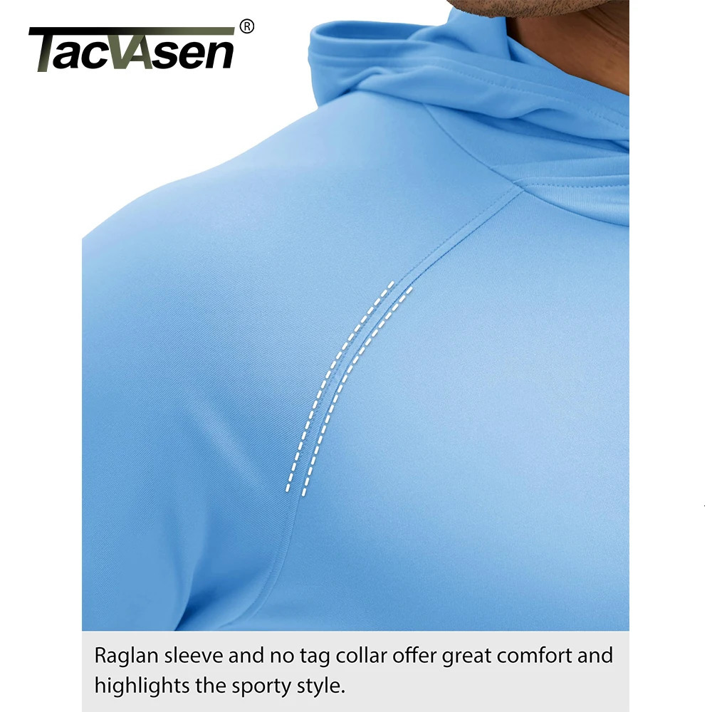 TACVASEN Lightweight Long Sleeve Sun Protection TShirts Mens Quick Dry UPF 50 Outdoor Shirts with Hoods Fishing Running Shirt 250106