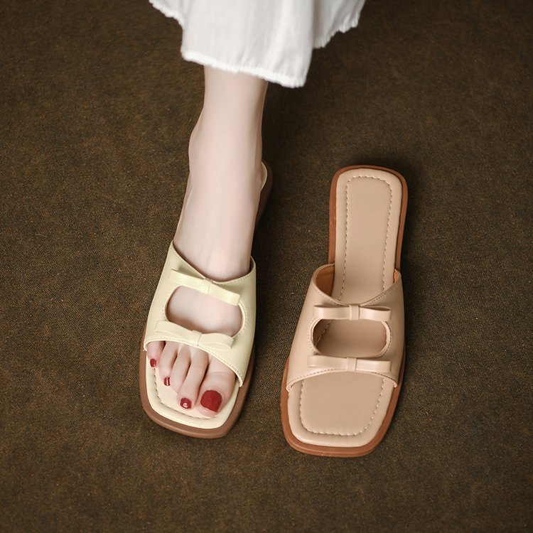 Women Slippers Flat Bottom New hot Fashion Korean Versatile Sweet Style Trendy Triple Apricot Beige Free shipping