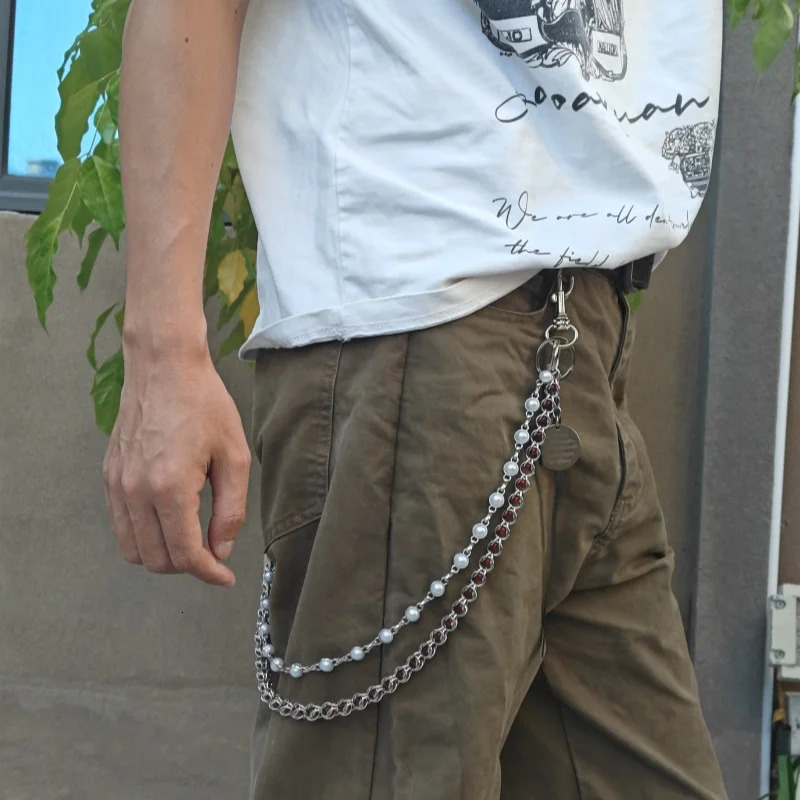 Retro Steel Clamp Beads Punk Pants Chain Ones Waist Accessories Fashion Men And Women Key Chain Wholesaler 250107