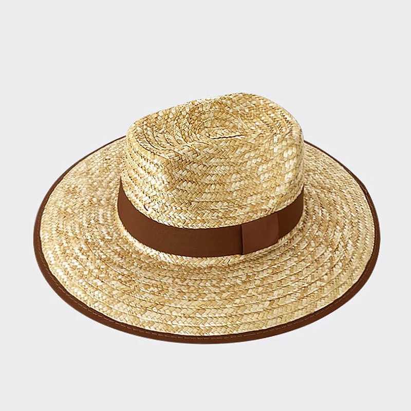 Mens Wide Brim Straw Hat Panama Summer Beach Sun Hat UPF Straw Hat X250109