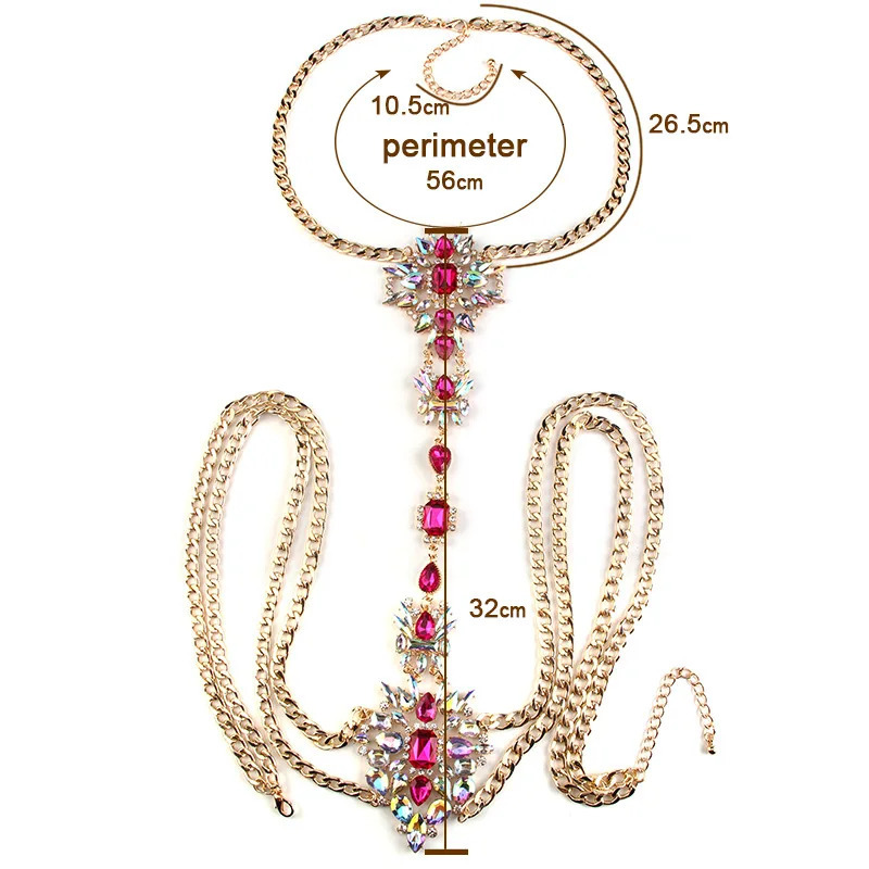 Fashion Long Chain Necklace Crystal Women Maxi Rhinestone Bijoux Statement Collar Necklace Waist Belly Bodychains 250107