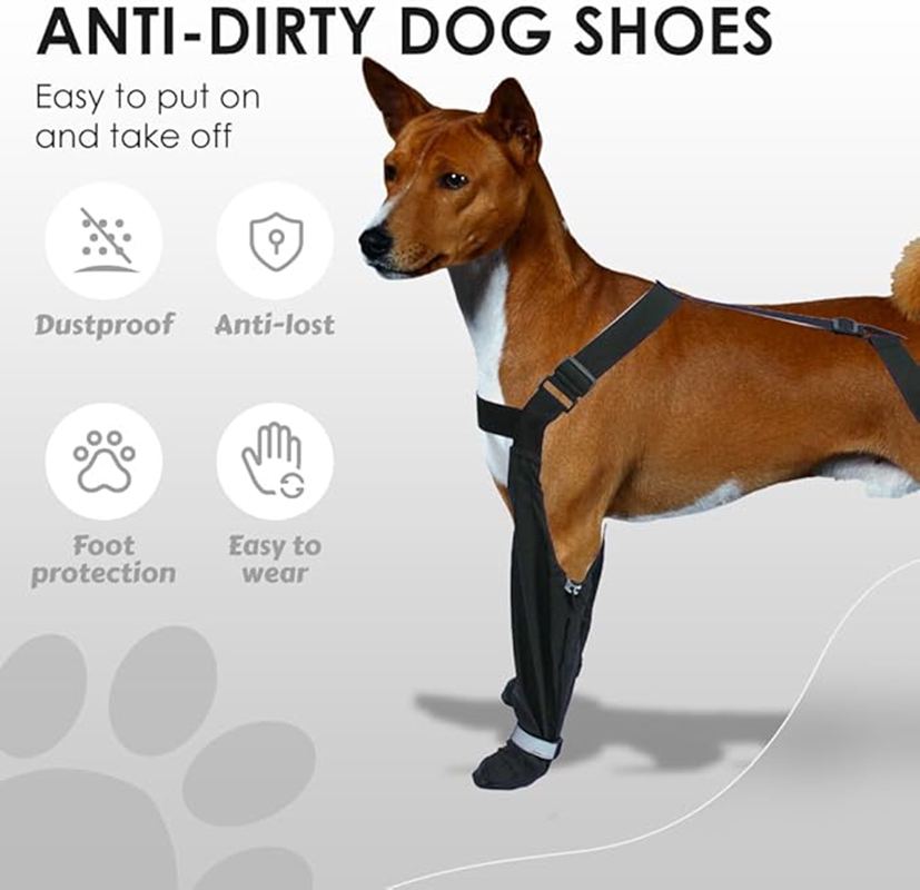 Dog Suspender Booties, Dog Paw Boot Leggings Anti-Slip, Adjustable Dog Snow Pants with Attached Boots Waterproof for Dogs Winter Snow Rain Hiking Paws