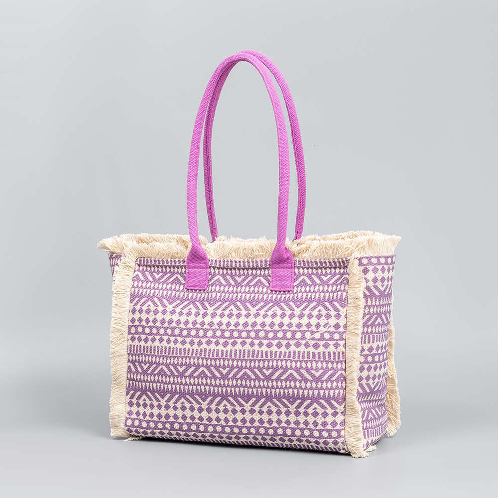 Tote Bohemian Shoulder Zipper Handbag Large Capacity Canvas Bag Women's Summer