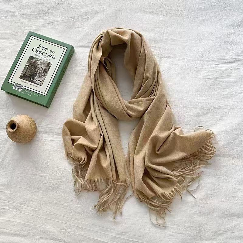 T068 solid color scarf Korean style new shawl monochrome all-match solid color long winter warm neck scarf for students
