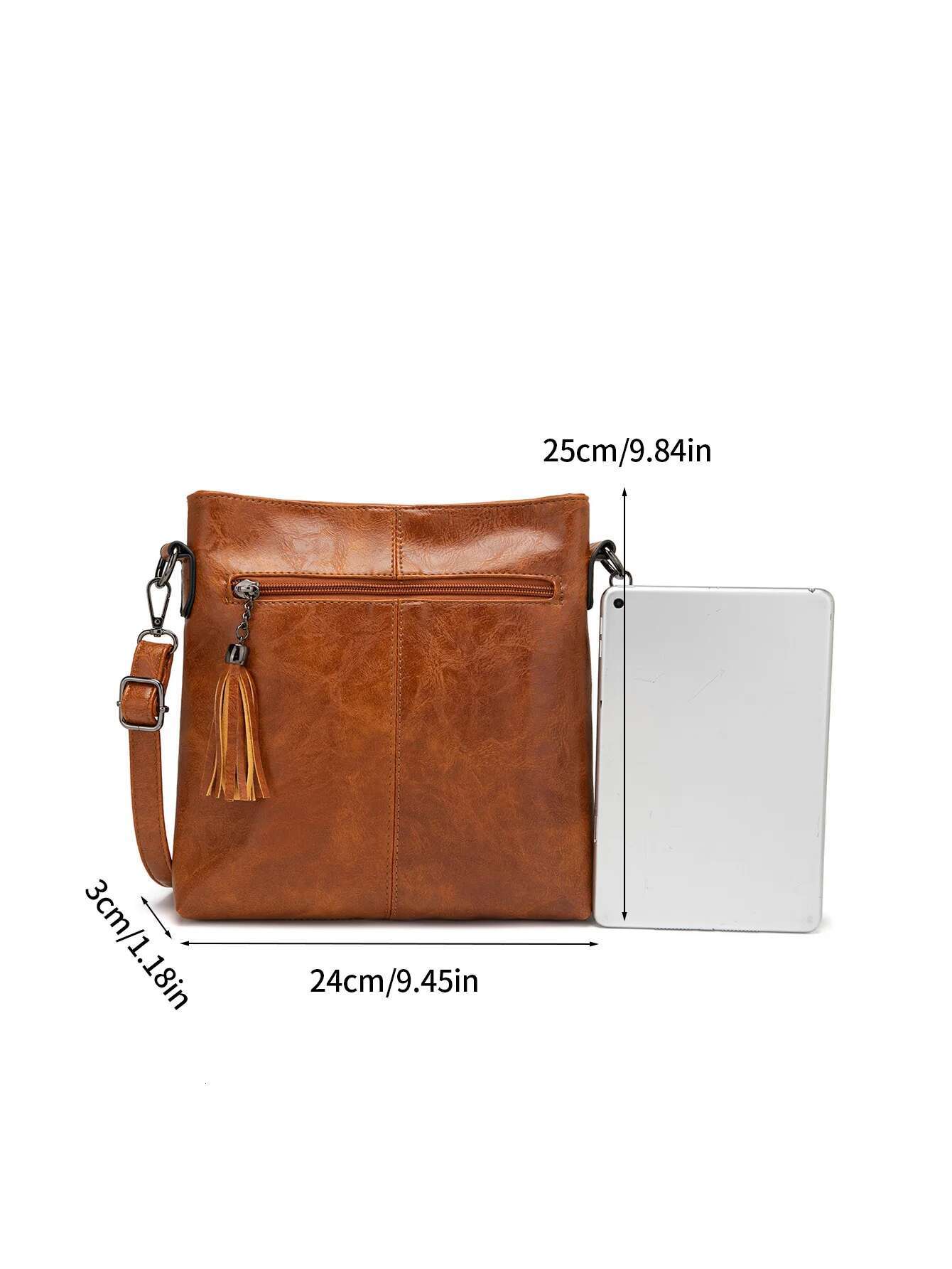 Fashionable Soft Leather Women's Tote Vintage Casual Portablelarge Capacity Crossbody Bag Fashionshopper Handbag Withtassels