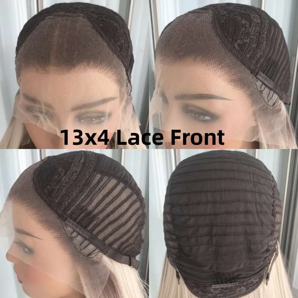 Chocolate Brown Layered Straight Front Synthetic Hair Pre Plucked Highlight Blonde Colored Lace Wig For Black Women