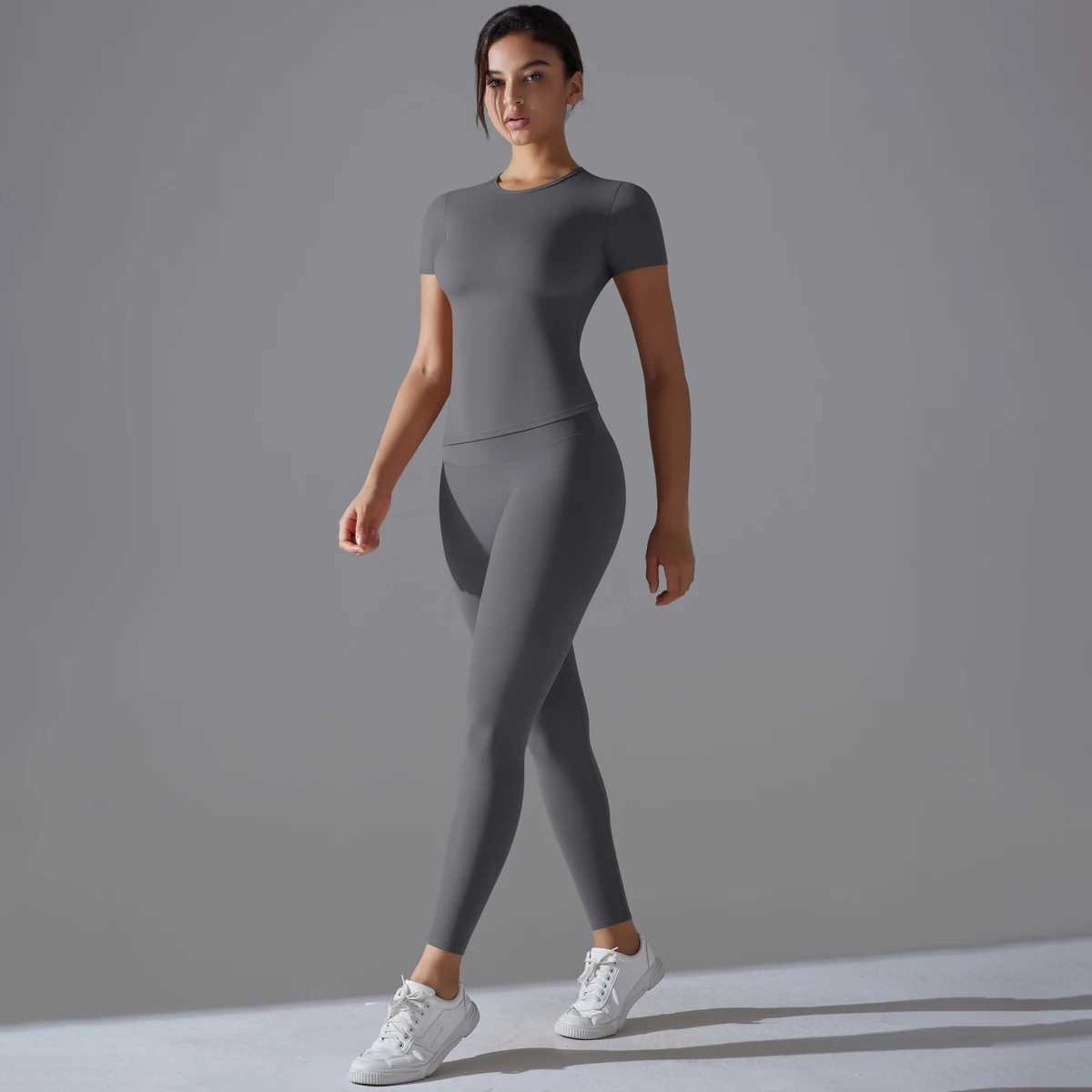 Quick-Drying Gym Leggings Set Yoga Suit Sports Set Sleeve Breathable Stretchy GYM Yoga Slim Fitness Active Top Tight Yoga PantXJ250109