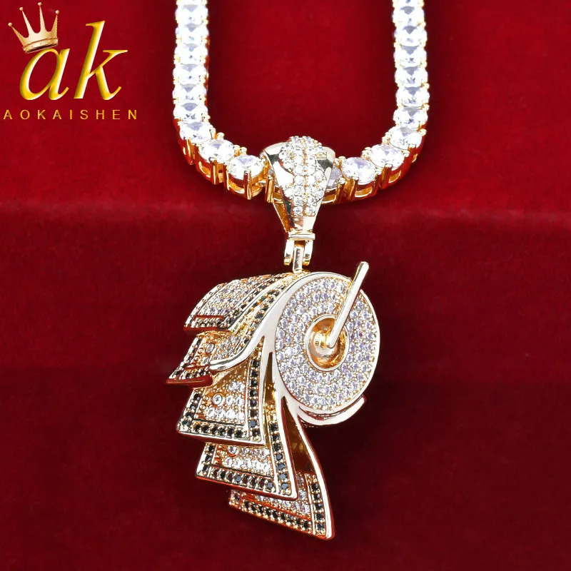 Roll Dollar Cash Shape Gold Color Necklace Hip Rock Street Jewelry 250109