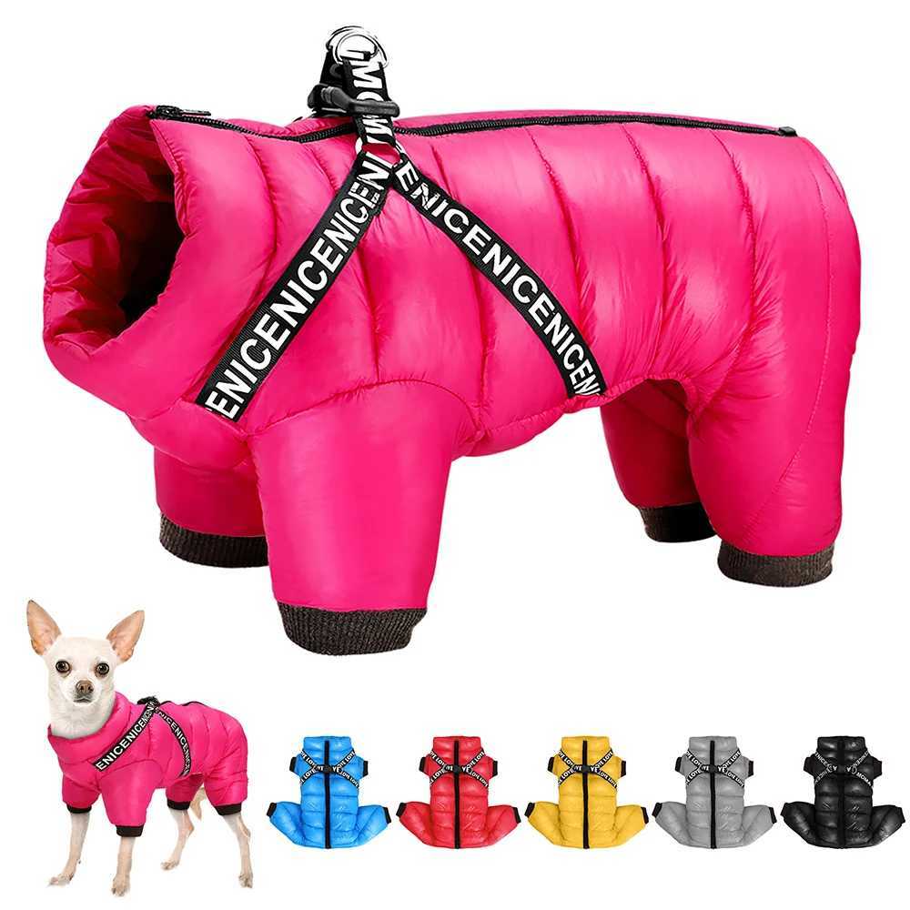 Winter Dog Clothes Super Warm Pet Dog Jacket Coat With Harness Waterproof Puppy Clothing Hoodies For Small Medium Dogs OutfitXJ250109