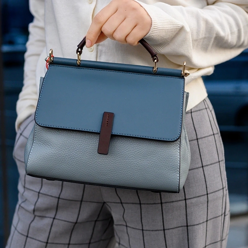 Jamhoo Female Split Leather Crossbody Bags Handbags Girl Simple Office Totes Women Small Commuter Stylish Shoulder Messenger Bag