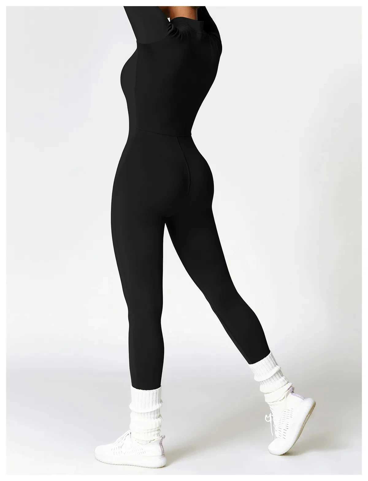 Winter Warm One-Piece Yoga Jumpsuits Sports Suit with Long Sleeves Fitness Sets Gym Wearing Bodysuit Womens Jumpsuit SportswearXJ250109