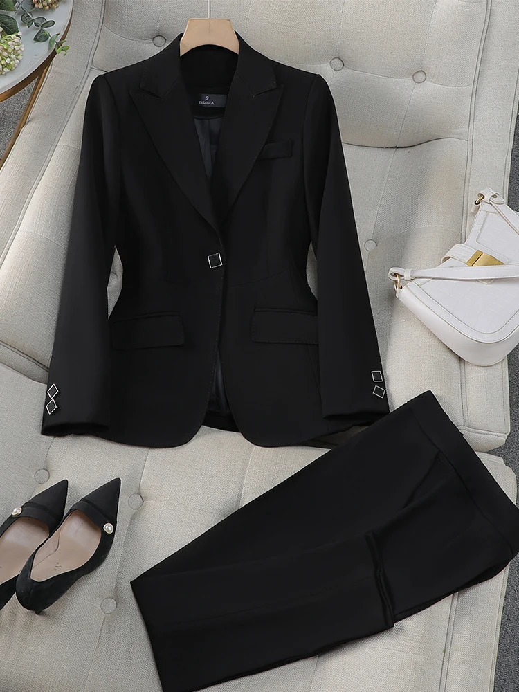 Autumn Winter Women Pant Suit Office Ladies Female Business Work Wear 2 Piece Set Formal Blazer Jacket And Trouser 250106
