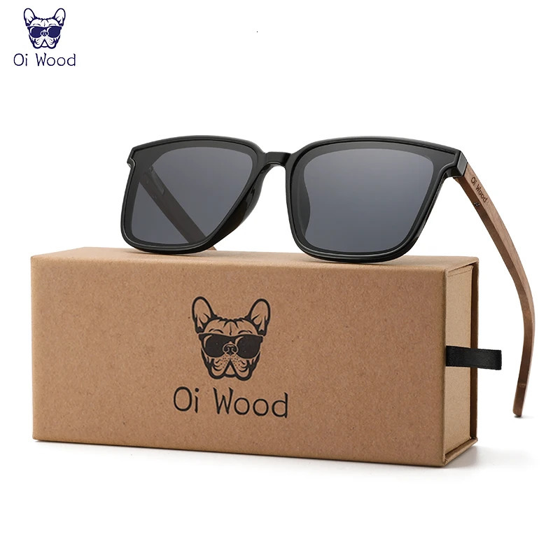 Oi Wood Men Women Square Sunglasses Wooden Eyeglasses polarized Blue Lenses Mens Glasses y Eyewear 250109