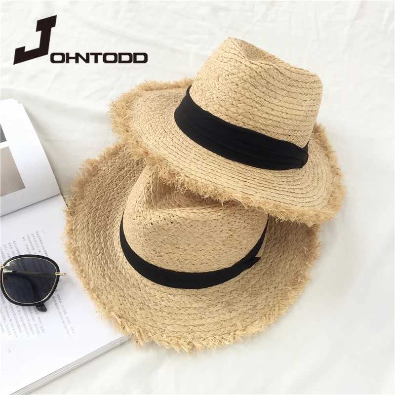 Natural wide brown soft hat Rafia jazz straw hat warm summer edge beach hat woven sun hat full set of beach hats X250109