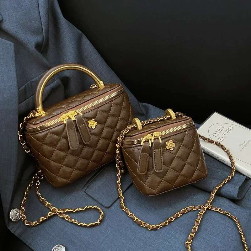 2024 New Women's Large Capacity Dia Grid Single Shoulder Diagonal Cross Hand-Held Small Square Bag, Famous Designer