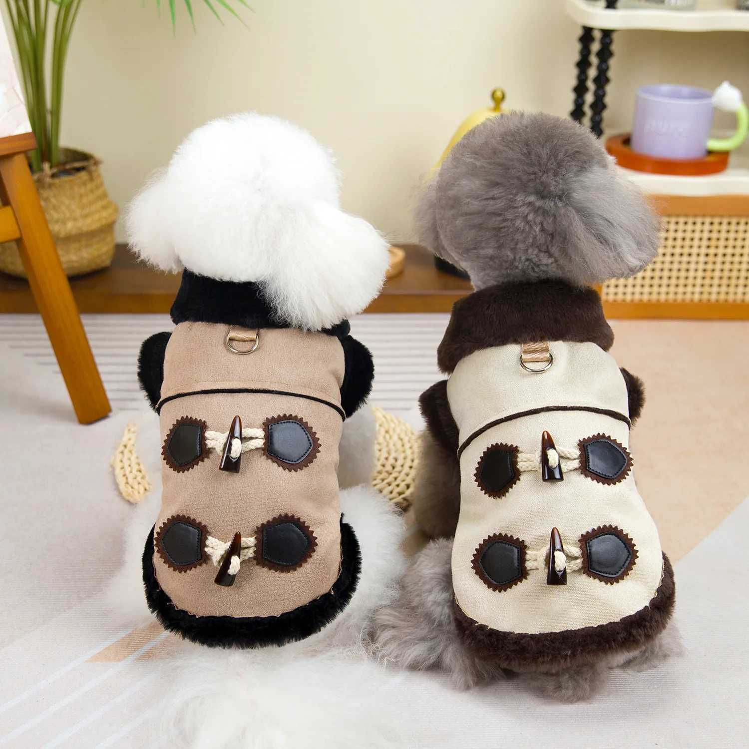 2024 New Pet Clothes Autumn Winter Dog Jacket Coat Teddy Cat Clothes with Suede Horn Ropa Para PerrosXJ250109