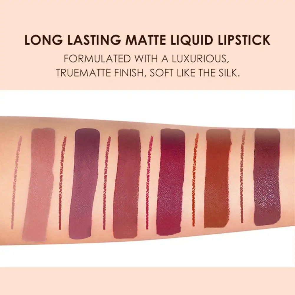12Pcs Lip Makeup Sets 6Pcs Matte Liquid Lipstick 6Pcs Lip Liners Pencil Long-Lasting Lipstick Set Lip Gloss Lip Stick Makeup 250108
